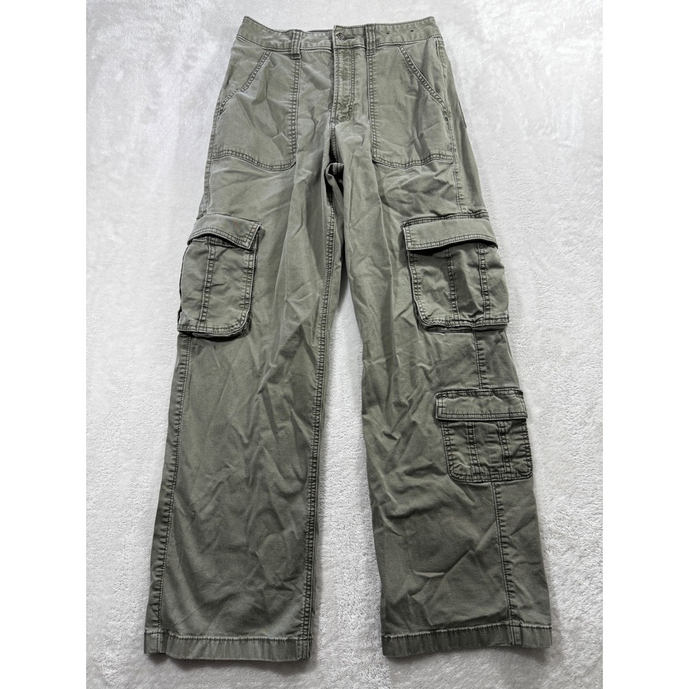 Hollister Womens Ultra High-Rise Baggy Cargo Olive Green Pants 6R Meas: 27x30